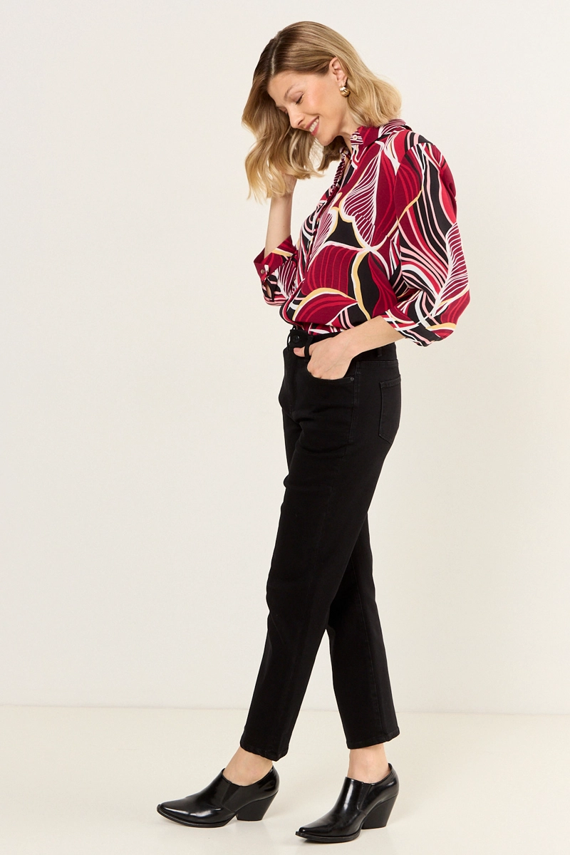 BLUSA CAMISERA ESTAMPADA NEGRO MUJER MAGRIFFE - 5