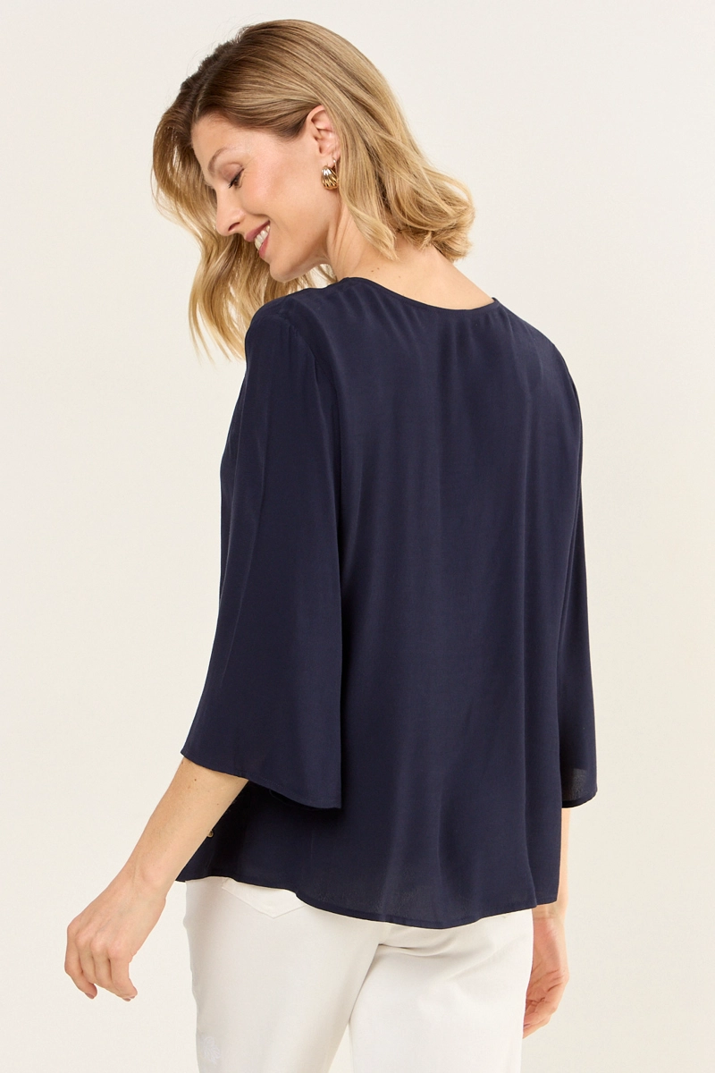 BLUSA ESCOTE V AZUL MUJER MAGRIFFE - 3