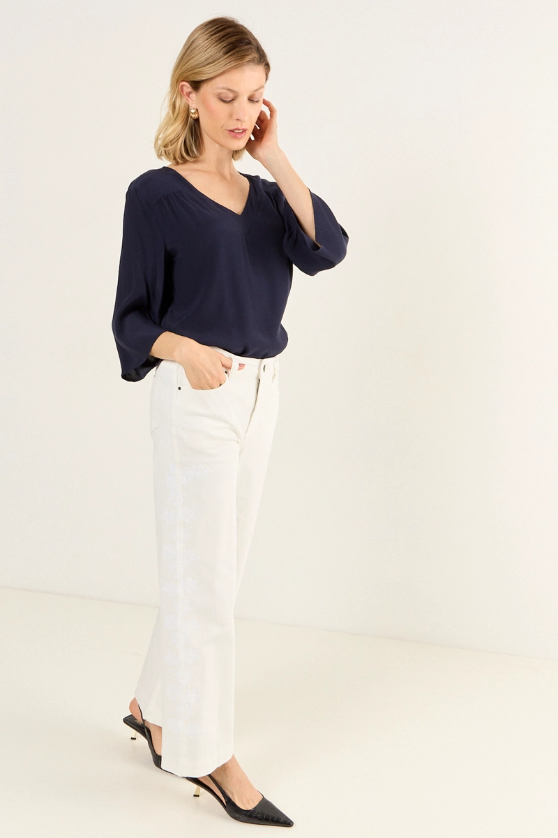 BLUSA ESCOTE V AZUL MUJER MAGRIFFE - 5