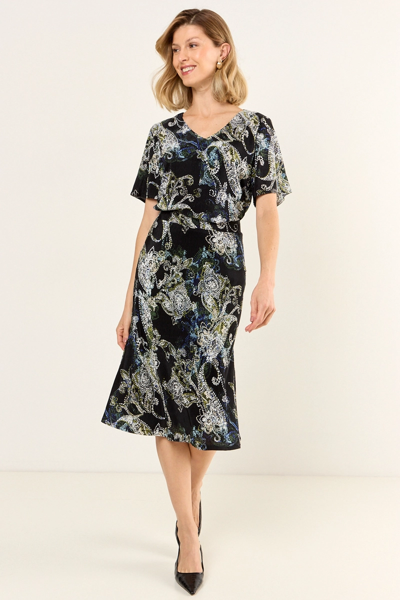 FALDA PLISADA ESTAMPADA NEGRO MUJER MAGRIFFE - 1