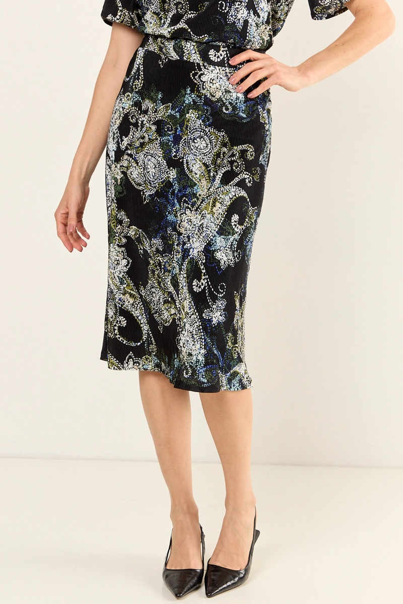 FALDA PLISADA ESTAMPADA NEGRO MUJER MAGRIFFE - 2