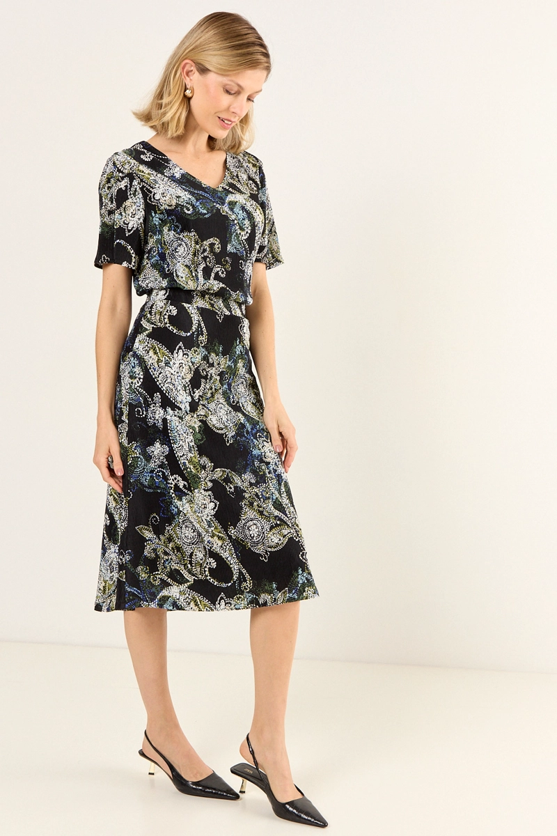 FALDA PLISADA ESTAMPADA NEGRO MUJER MAGRIFFE - 5