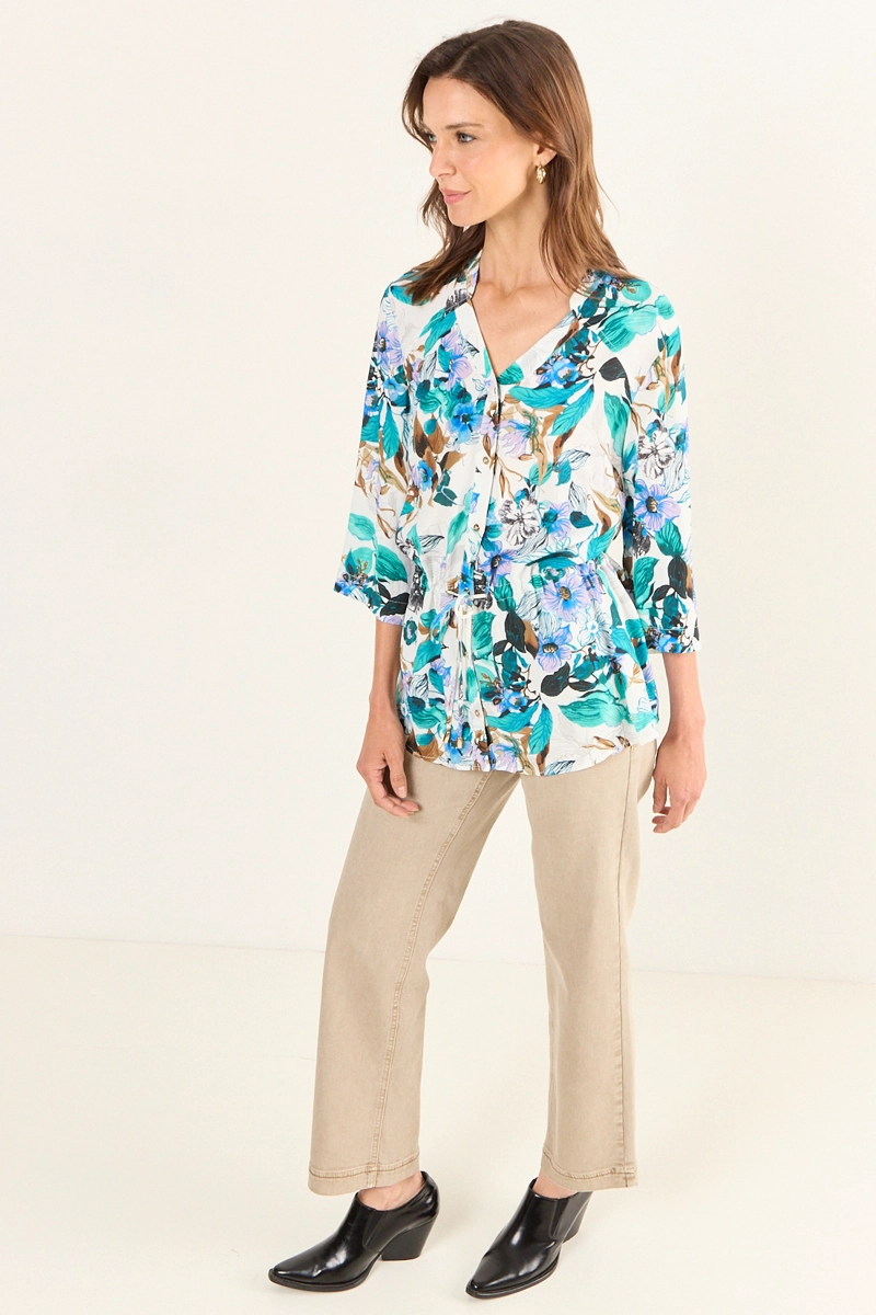 BLUSA ESTAMPADA LAZO CRUDO MUJER MAGRIFFE - 3