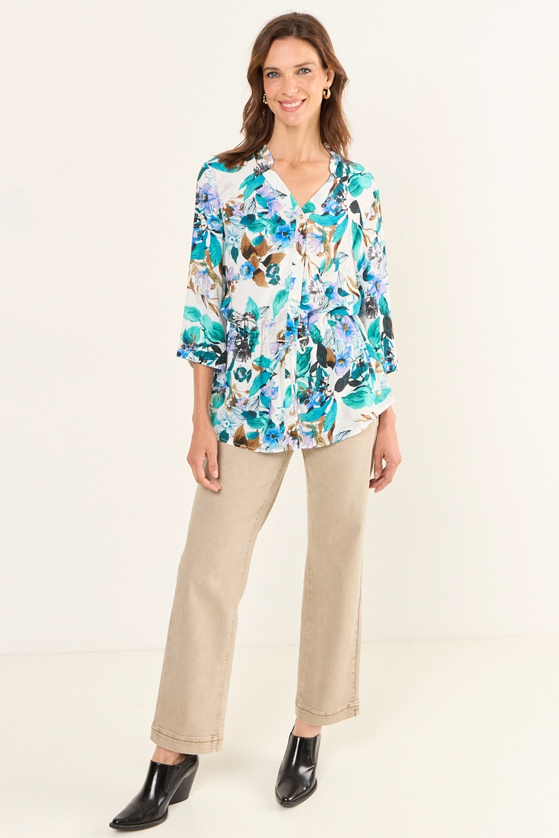 BLUSA ESTAMPADA LAZO CRUDO MUJER MAGRIFFE - 5