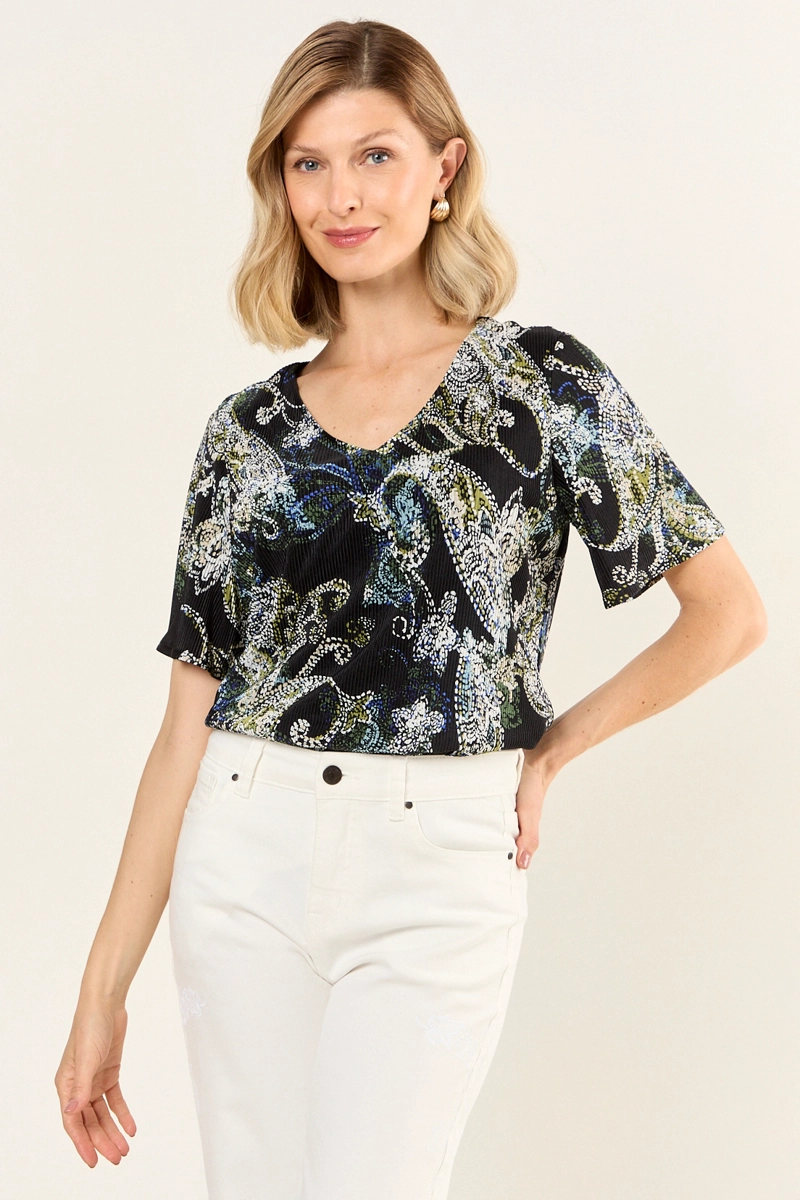 BLUSA PLISADA ESTAMPADA NEGRO MUJER MAGRIFFE - 2