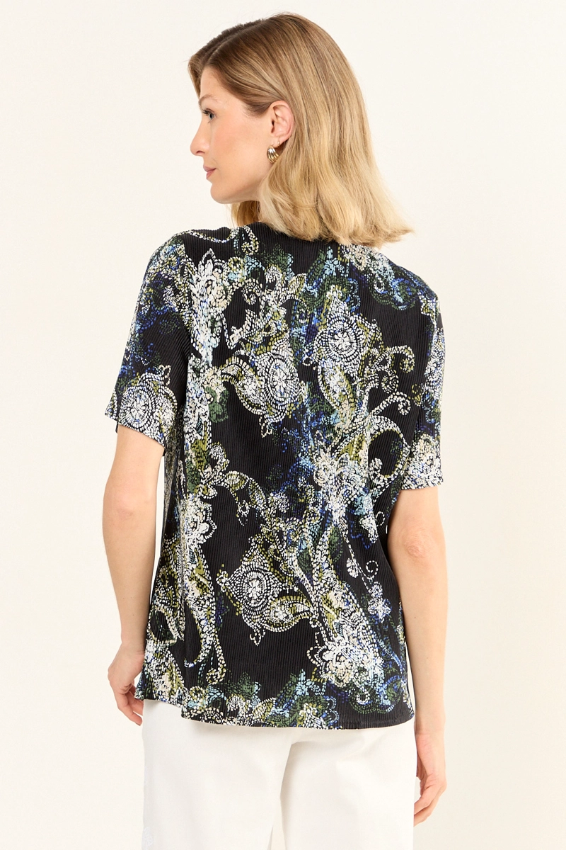 BLUSA PLISADA ESTAMPADA NEGRO MUJER MAGRIFFE - 3