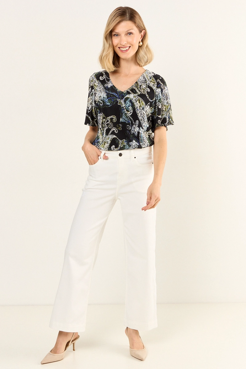 BLUSA PLISADA ESTAMPADA NEGRO MUJER MAGRIFFE - 5