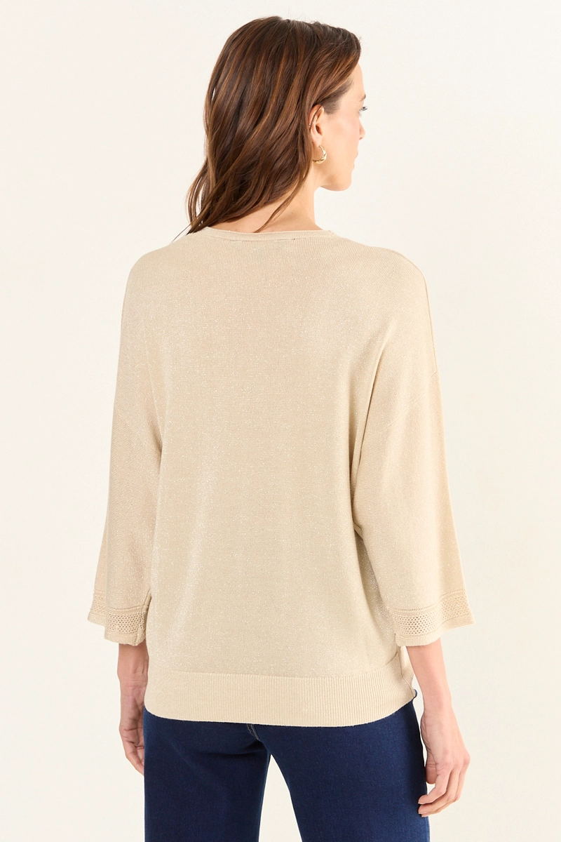 POLERA TEJIDA LUREX BEIGE MUJER MAGRIFFE - 3