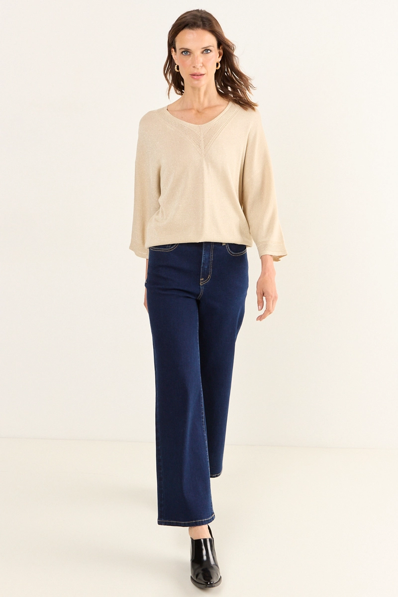 POLERA TEJIDA LUREX BEIGE MUJER MAGRIFFE - 5