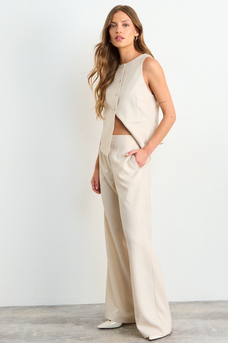 PANTALON LISO BEIGE MUJER IO - 5