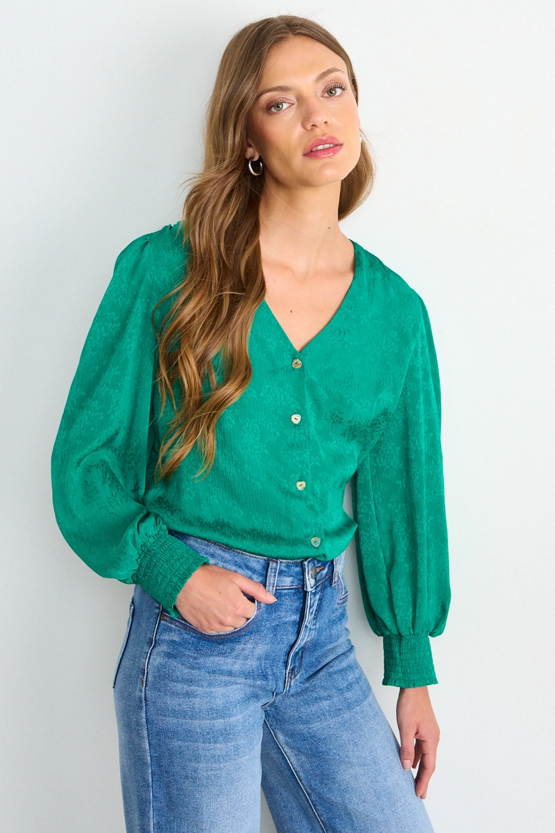 BLUSA LISA VERDE OLIVA MUJER IO - 1