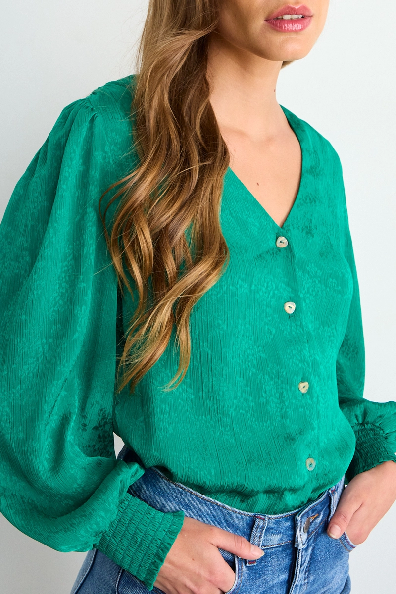 BLUSA LISA VERDE OLIVA MUJER IO - 2
