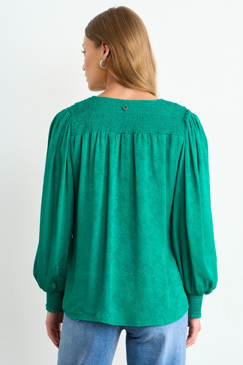 BLUSA LISA VERDE OLIVA MUJER IO - 3