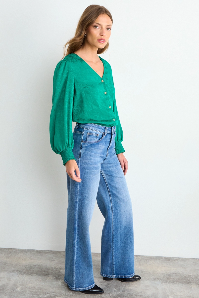 BLUSA LISA VERDE OLIVA MUJER IO - 5