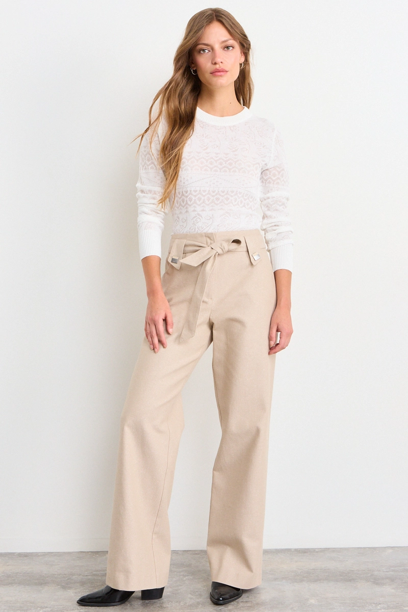PANTALON LISO BEIGE MUJER IO - 1