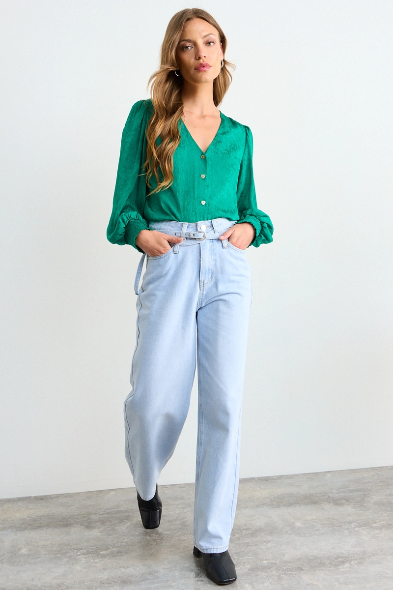 JEANS LISO CELESTE MUJER IO - 1