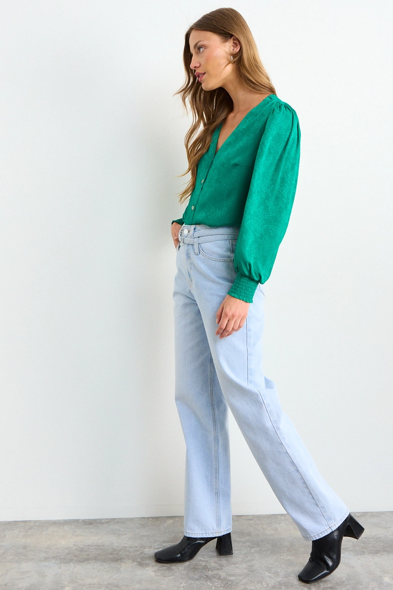 JEANS LISO CELESTE MUJER IO - 4