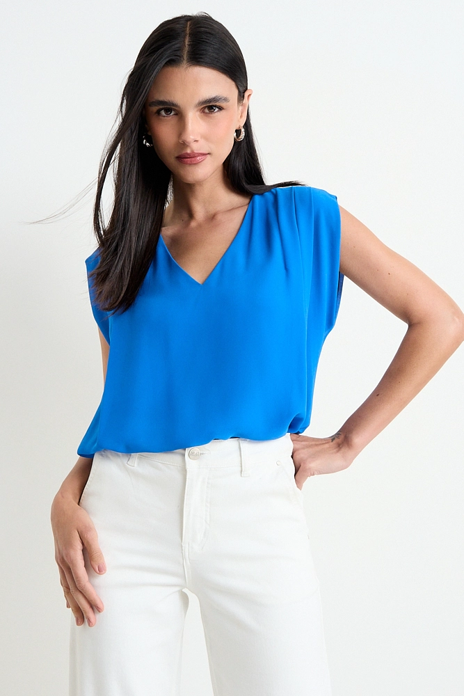 BLUSA LISA SIN MANGAS AZUL MUJER ASH - 1