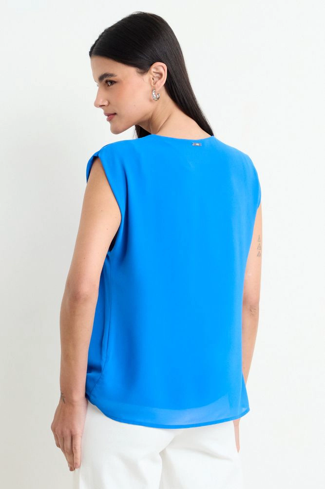 BLUSA LISA SIN MANGAS AZUL MUJER ASH - 3