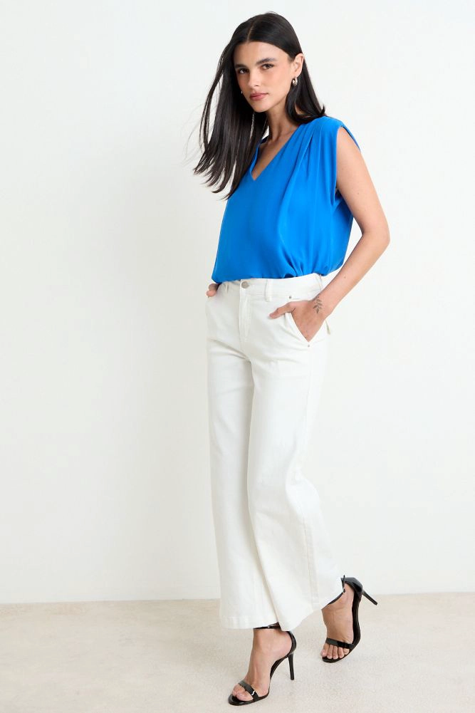 BLUSA LISA SIN MANGAS AZUL MUJER ASH - 5