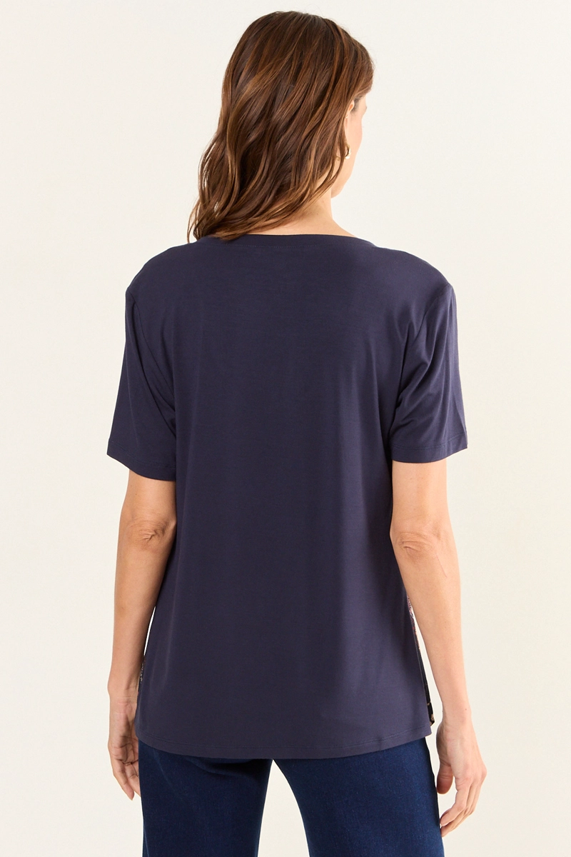 POLERA ESTAMPADA DOBLE TELA AZUL MUJER MAGRIFFE - 3