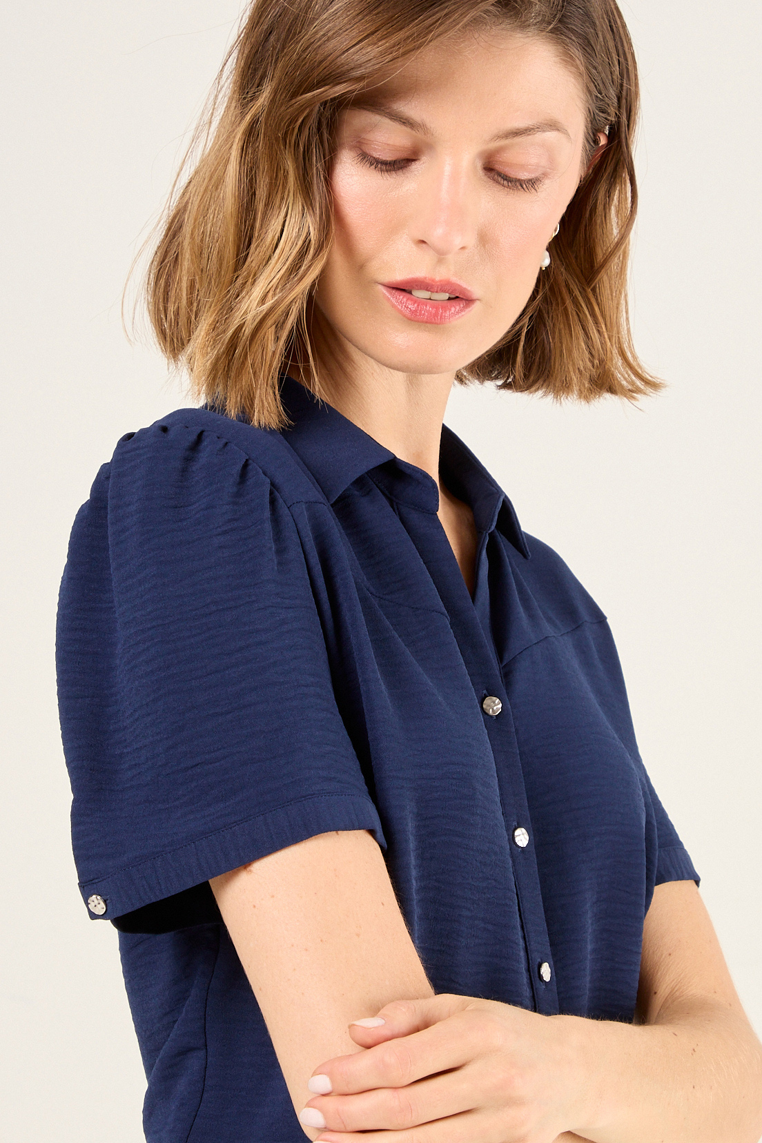 BLUSA LISA AZUL MARINO MUJER MAGRIFFE - 2