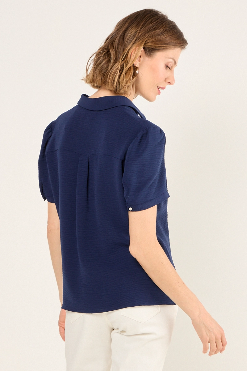 BLUSA LISA AZUL MARINO MUJER MAGRIFFE - 3