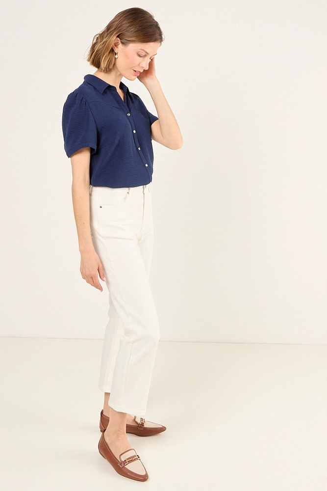 BLUSA LISA AZUL MARINO MUJER MAGRIFFE - 4
