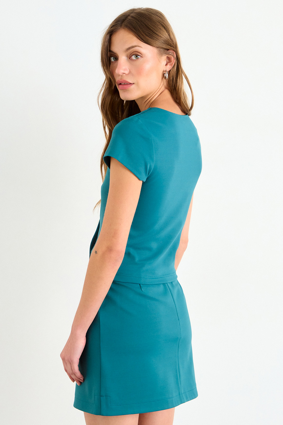 BLUSA LISA VERDE PETROLEO MUJER IO - 3