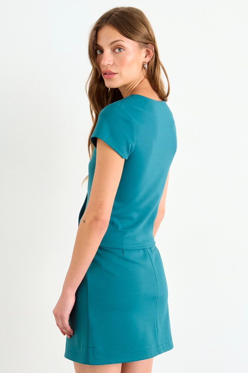 BLUSA LISA VERDE PETROLEO MUJER IO - 3