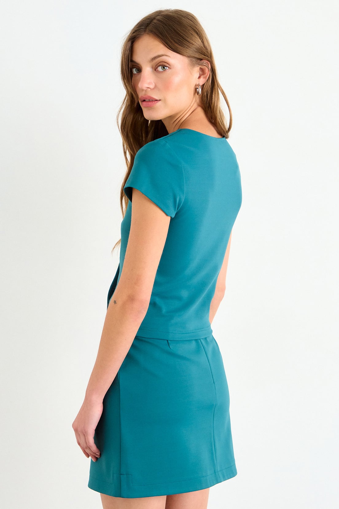 BLUSA LISA VERDE PETROLEO MUJER IO - 3