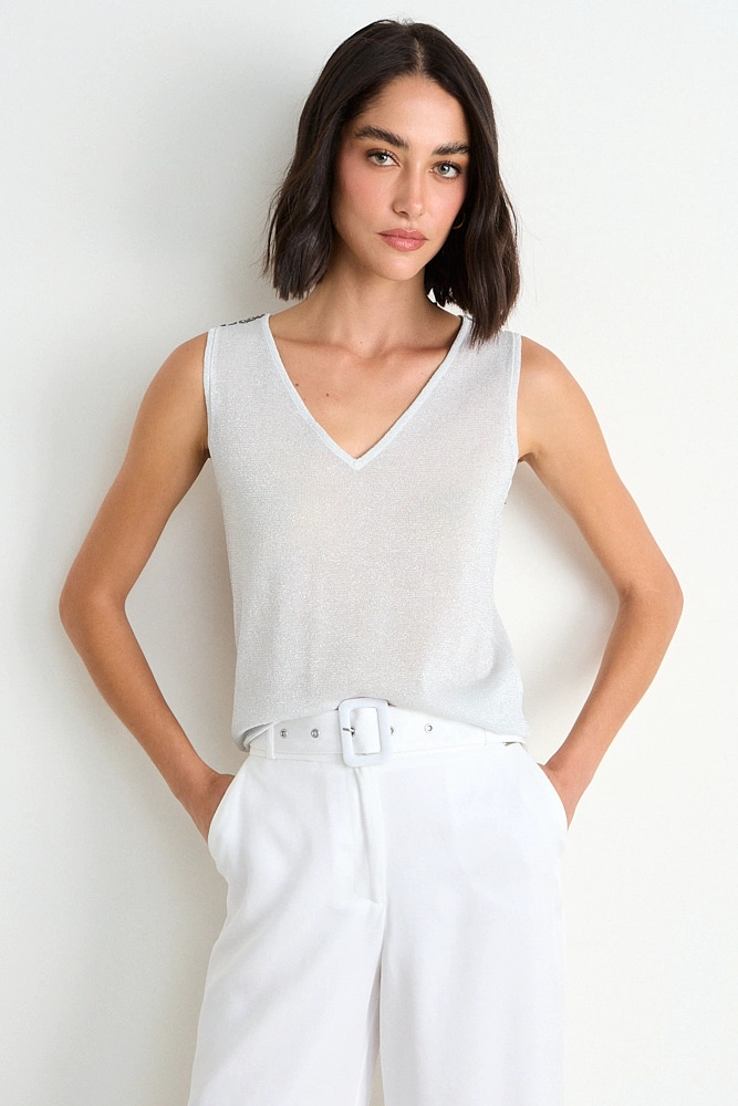 POLERA TEJIDA CRUDO MUJER ASH - 1