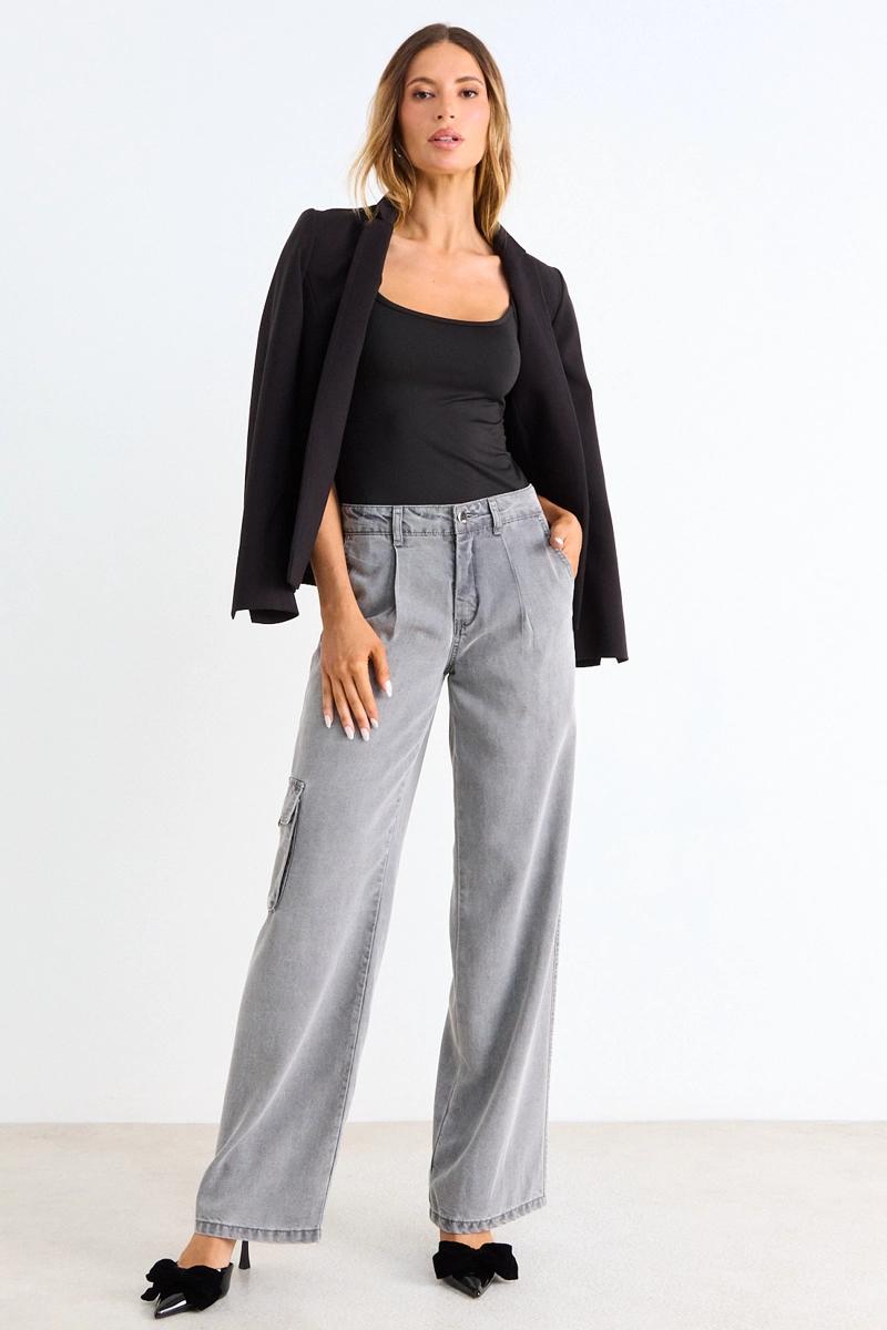 JEANS CARGO GRIS MUJER ASH - 1