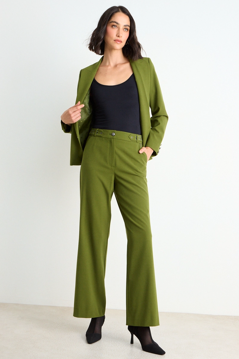 PANTALON LISO VERDE MUJER ASH - 1