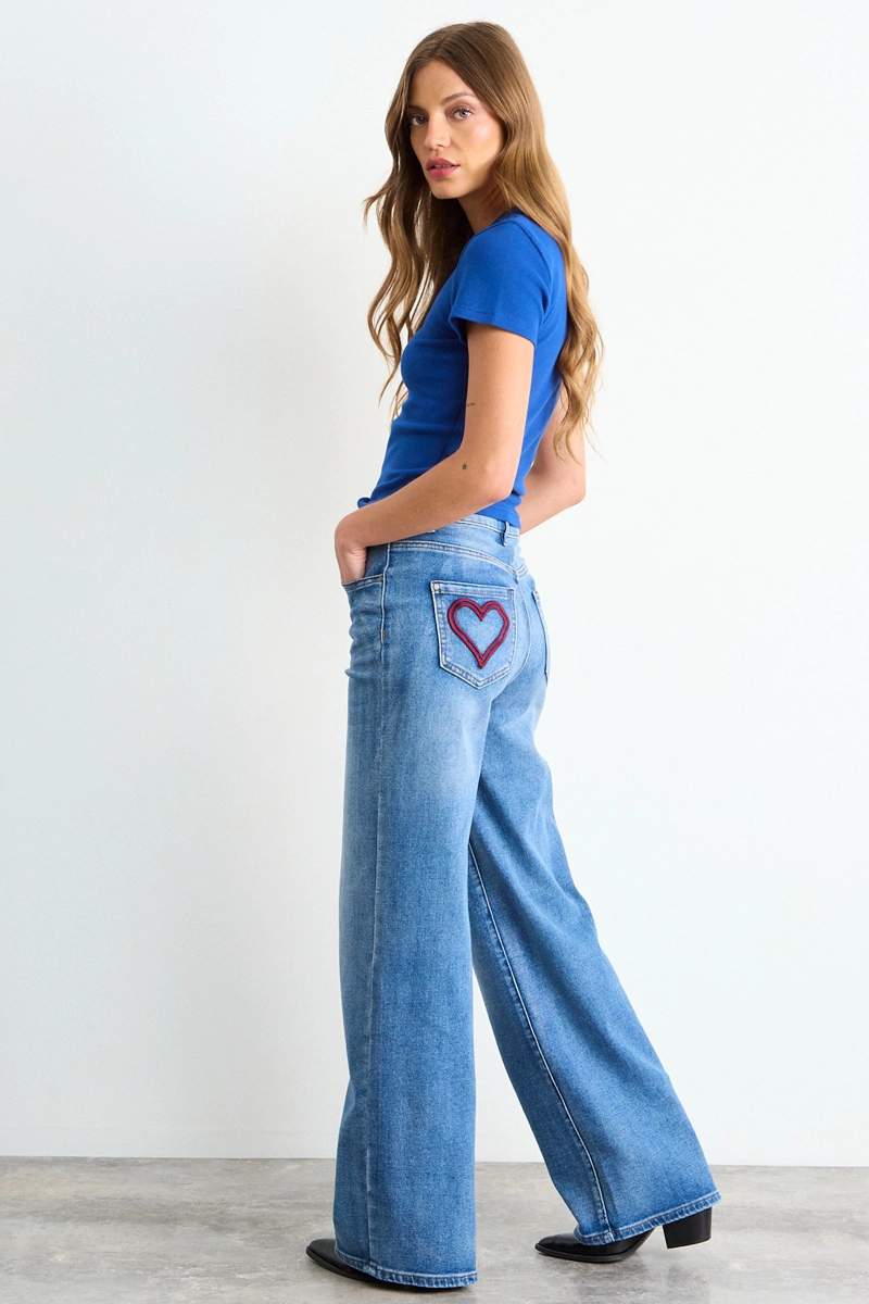 JEANS LISO CELESTE MUJER IO - 1