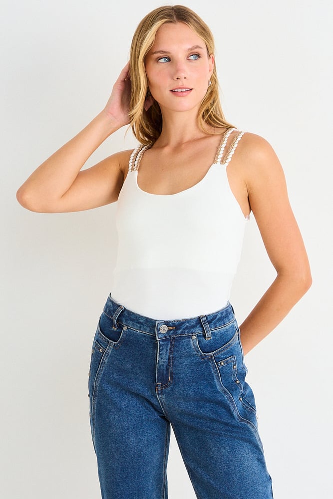 BLUSA SIN MANGAS LISA CRUDO MUJER IO - 2