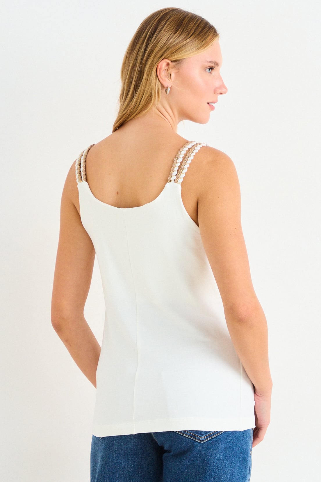 BLUSA SIN MANGAS LISA CRUDO MUJER IO - 3