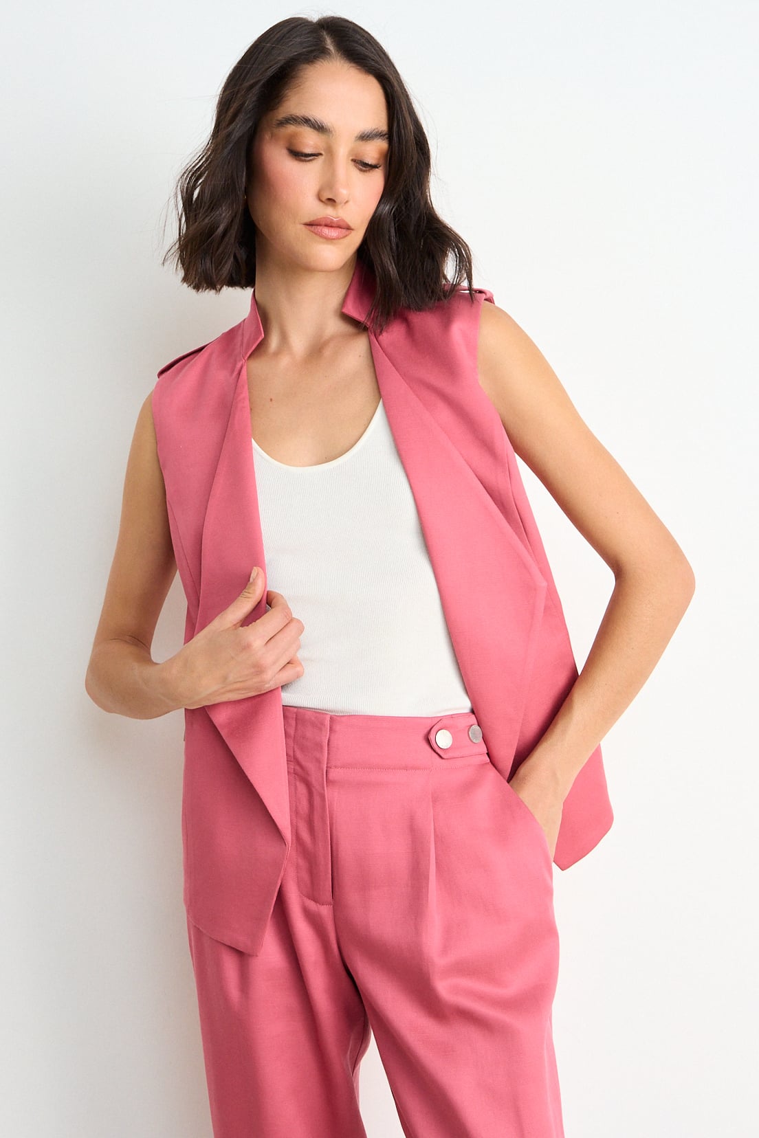 TAPADO LISO SIN MANGAS ROSA CORAL MUJER ASH - 1