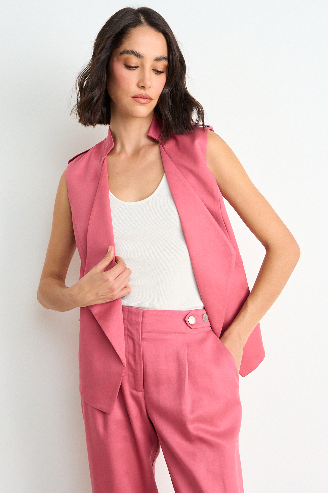 TAPADO LISO SIN MANGAS ROSA CORAL MUJER ASH - 1