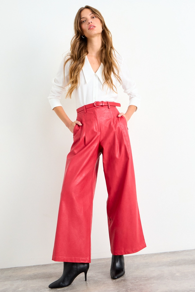PANTALON LISO ROJO CORAL MUJER IO - 1
