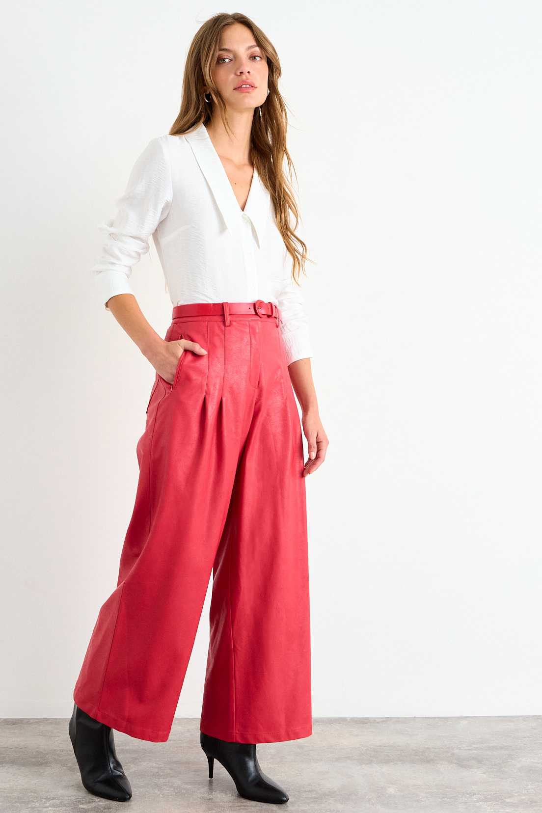 PANTALON LISO ROJO CORAL MUJER IO - 5