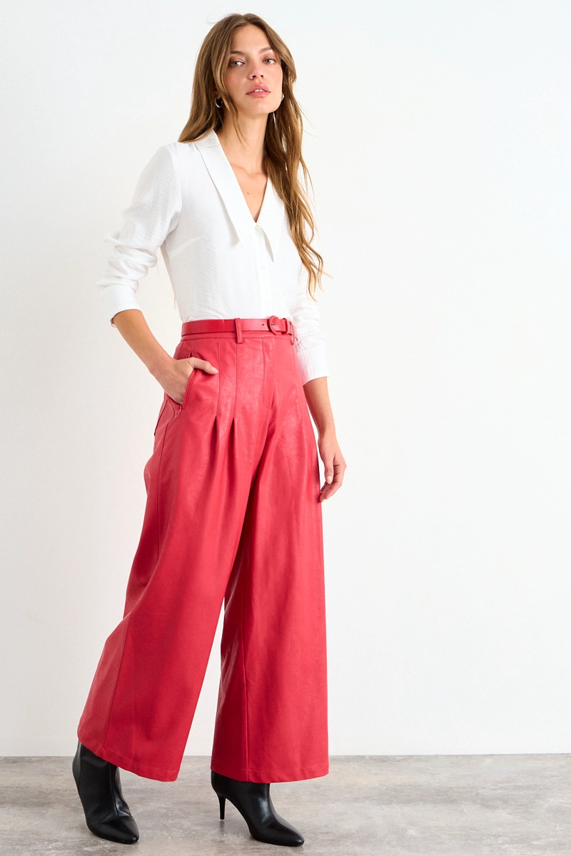 PANTALON LISO ROJO CORAL MUJER IO - 5