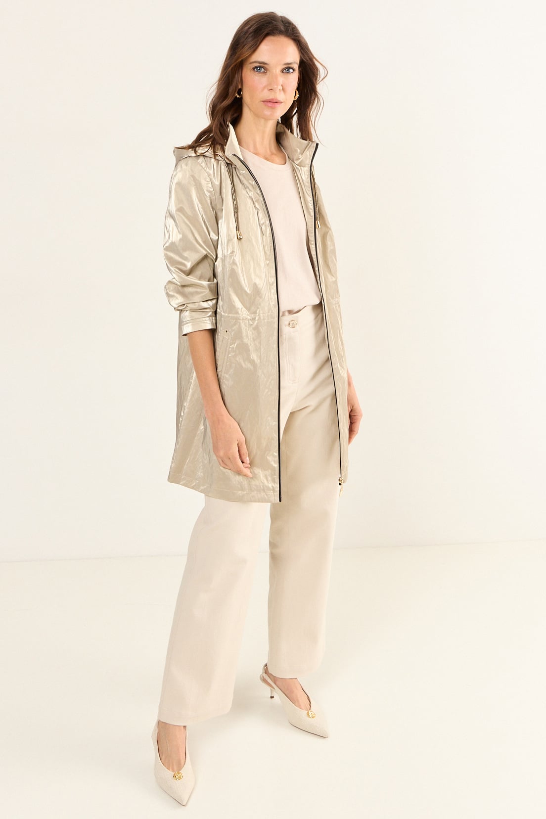 TRENCH METALIZADO BEIGE MUJER MAGRIFFE - 4