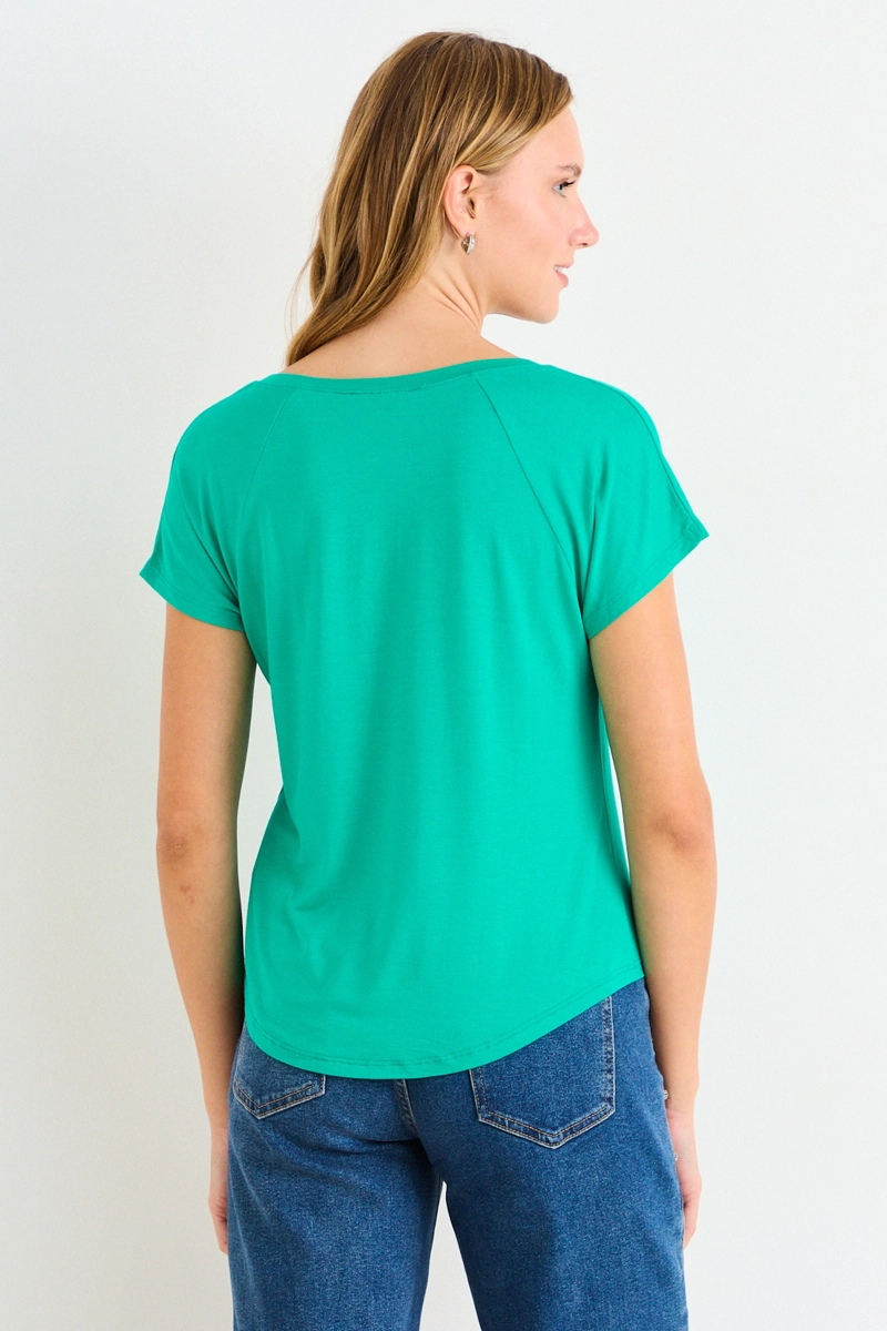 POLERA MANGA CORTA LISA VERDE TURQUESA MUJER ASH - 3
