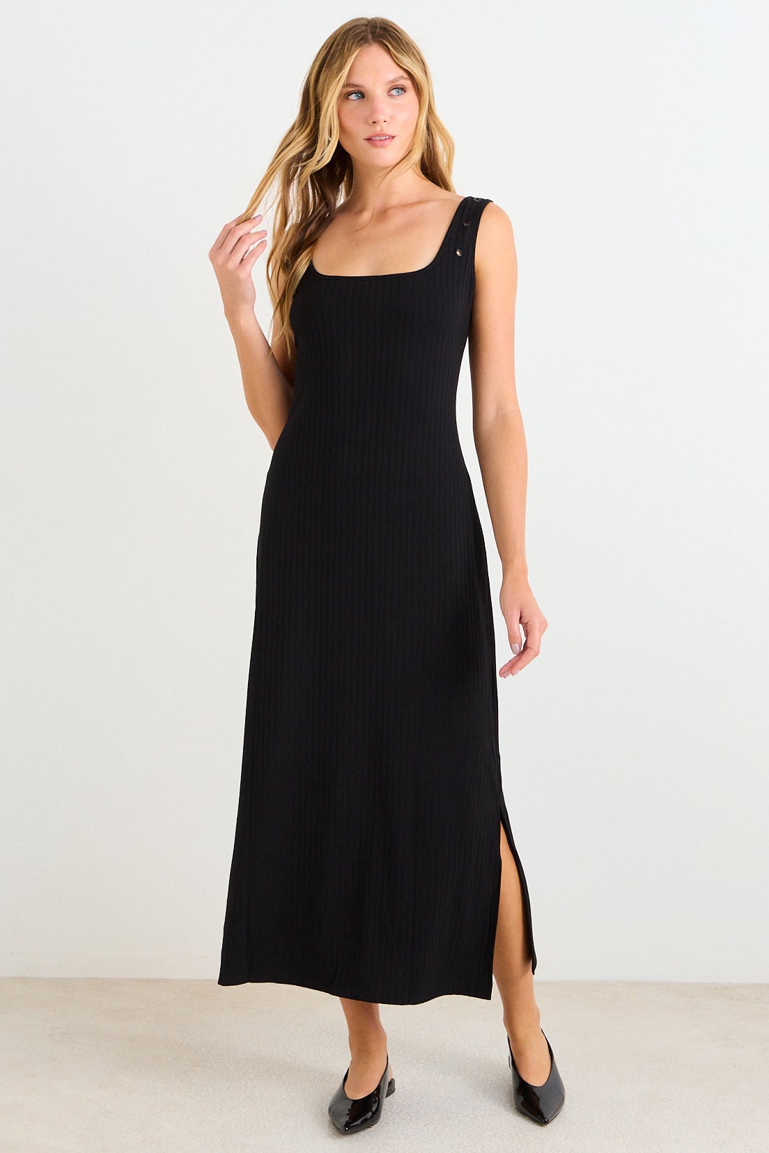 VESTIDO LISO NEGRO MUJER ASH - 1