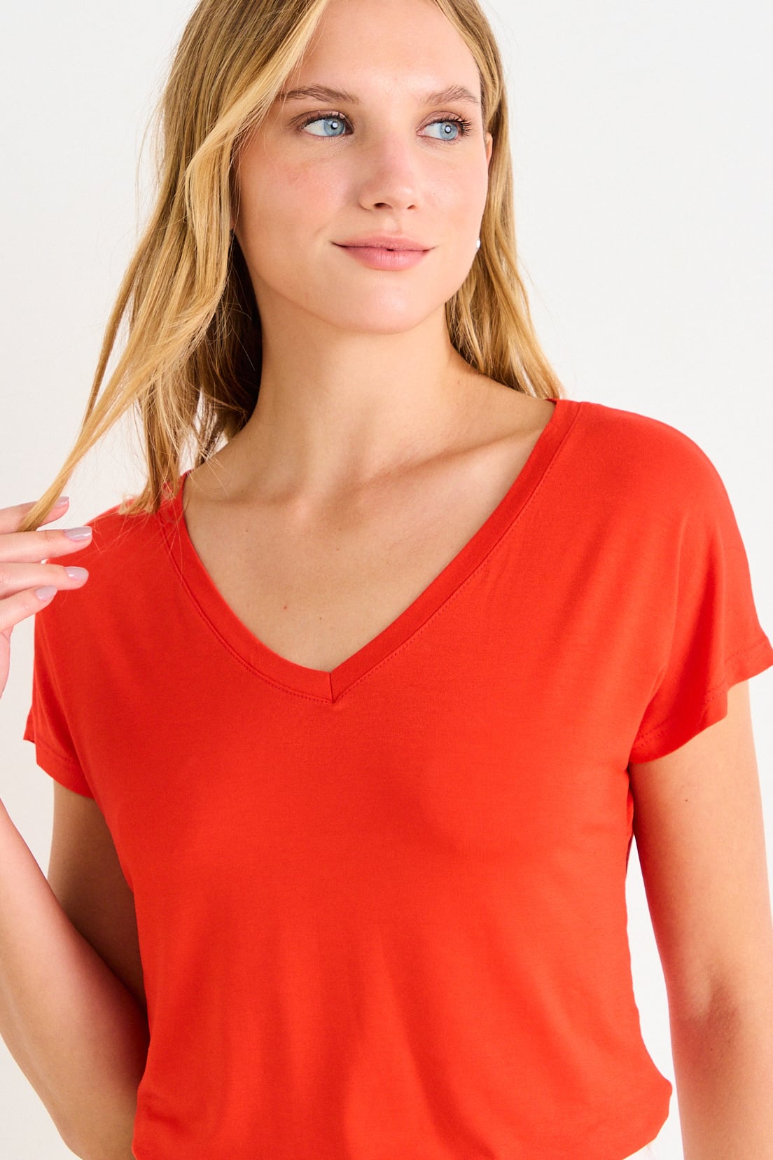 POLERA MANGA CORTA LISA ROJA MUJER ASH - 1