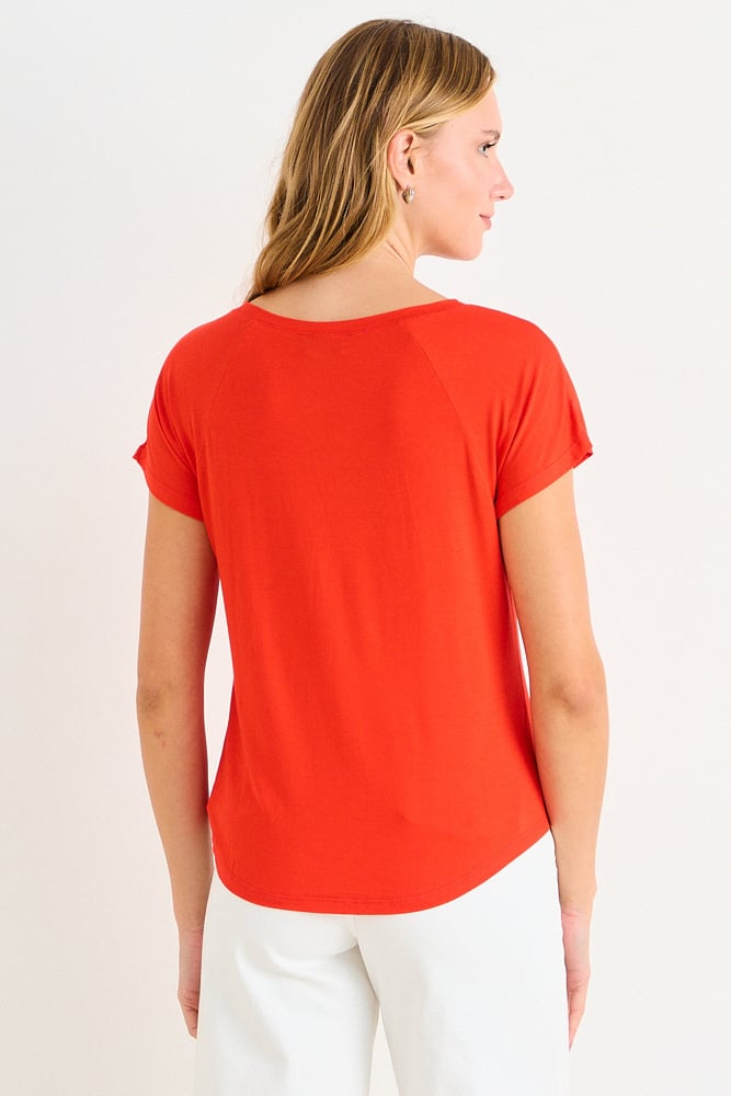 POLERA MANGA CORTA LISA ROJA MUJER ASH - 3