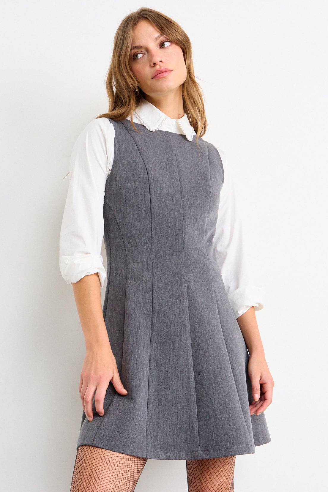 VESTIDO LISO GRIS MUJER IO - 1