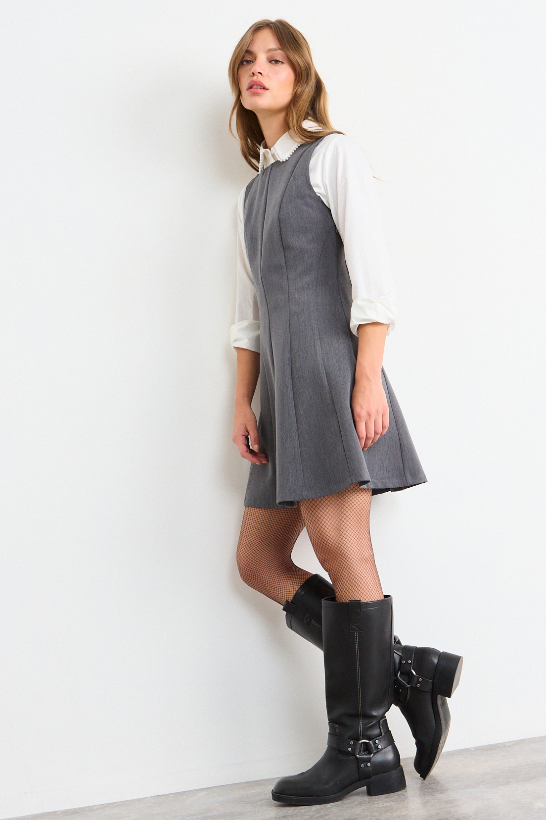 VESTIDO LISO GRIS MUJER IO - 4