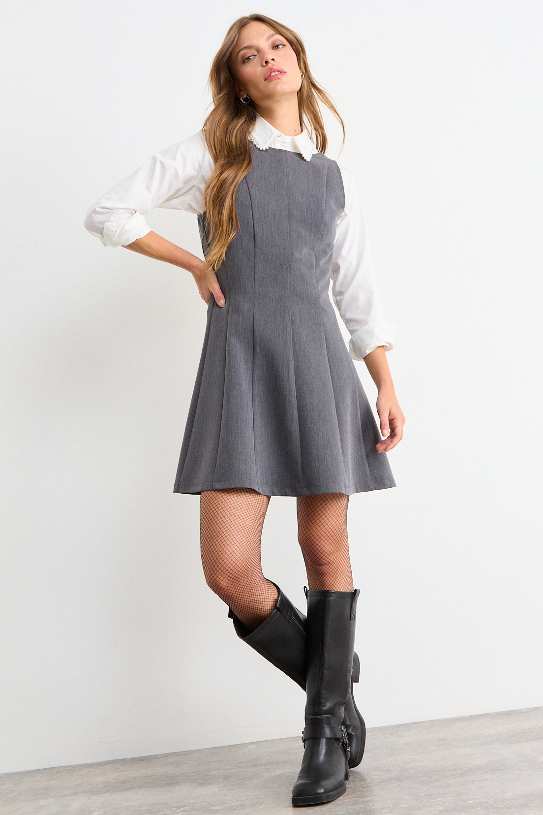VESTIDO LISO GRIS MUJER IO - 5